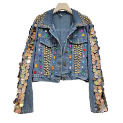 Sequins Rivet Denim Jacket
