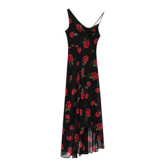 Black Rose Print Maxi Dress