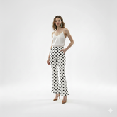 Polka Dot Flared High-Waist Pants