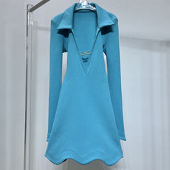 Vintage Hot Pink Deep V-Neck Dress