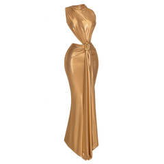 Gold Cut - Out Belted Gown