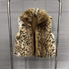 Warm Faux Fur Vest with Stand Collar