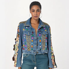 Sequins Rivet Denim Jacket