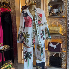 Tropical Print Shirt and Trousers Co-ord Set