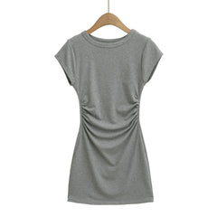 Chic Grey Ruched Bodycon Dress