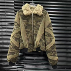 Camo Print Bomber Jacket and Mini Skirt Set