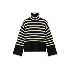 Modern Classic Striped Turtleneck Sweater