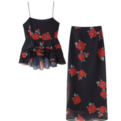 Floral Print Two-Piece Skirt Set