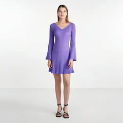 Off-Shoulder Rib Knit Mini Sweater Dress