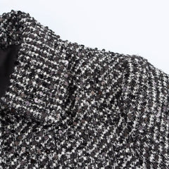 Cropped Salt-and-Pepper Tweed Button-Up Jacket