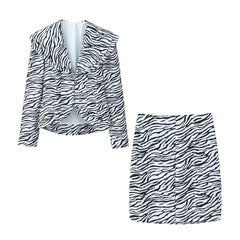 Zebra Print Blazer And Skirt Set