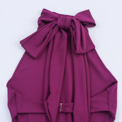 Purple Halter Cut - Out Gown