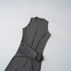 Grey Tie - Waist Bodycon Gown