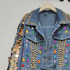 Sequins Rivet Denim Jacket