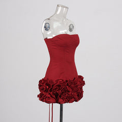 Sexy Off-Shoulder 3D Flower Stitching Tube Top Dress