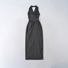 Striped Halter Tie-up Wrap Dress