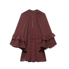 Tiered Ruffle-Sleeve Tie-Front Mini Dress
