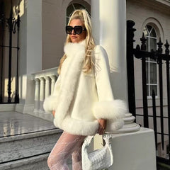 Faux Fur Trim High Neck Winter Coat