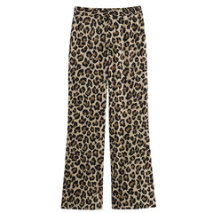 Leopard Print High-Waist Straight Leg Pants