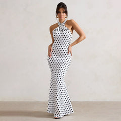 Polka Dot Halter Maxi Dress