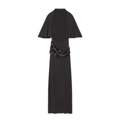 Sequined Waist Drape Maxi Dress