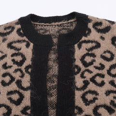 Leopard Print Open-Front Fuzzy Knit Cardigan