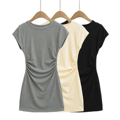 Chic Grey Ruched Bodycon Dress