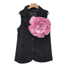 Patchwork Flower Sleeveless Blazer Vest
