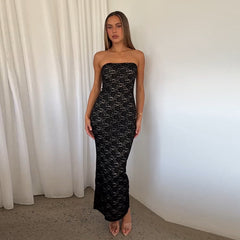 Elegant Black Strapless Maxi Dress