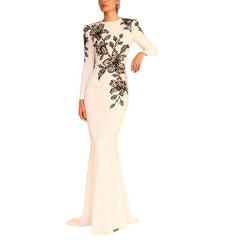Long-Sleeve Floral Embroidered Maxi Dress