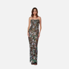 Sexy Tube Top Embroidered Bodycon Dress