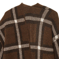 Plaid Knit Cardigan with Matching Scarf