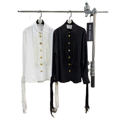 Long Sleeve Shirt with Chest and Cuff Tassel Detail