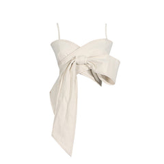 Bow Front Cami Crop Top with Stitch Detail