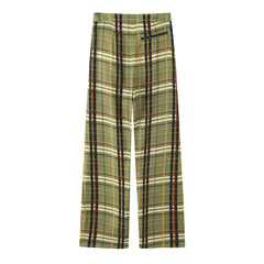 Plaid Wide Leg High Waisted Trousers