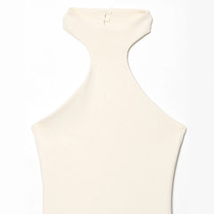 Sleeveless High-Neck Pleated Hem Long Dress