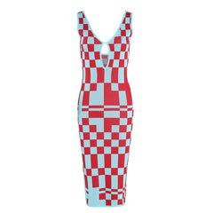 Retro Checkered Cutout Sleeveless Dress