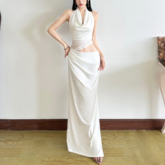 White Halter Cut - Out Dress