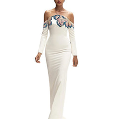 Embellished Cold-Shoulder Mermaid Gown with Sequin Detail