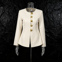 Round Neck Buckle Short Top with Micro Flared Pants Set