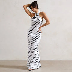 Polka Dot Halter Maxi Dress