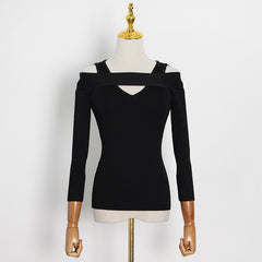 Elegant Shoulder Cutouts Knit Top