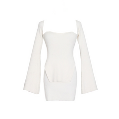 Chic Off-Shoulder White Ribbed Dress