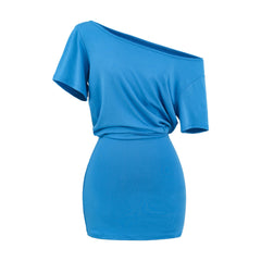 Sexy Asymmetric Blue Bodycon Dress