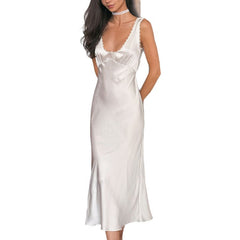White Satin Camisole Elegant Dress