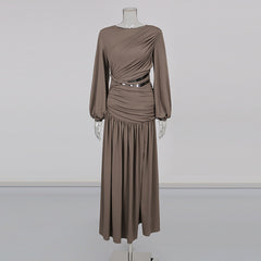 Knitted Waistband Pleated Hem Dress