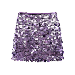 Silver Sequin Mini Skirt