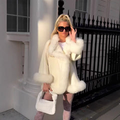 Faux Fur Trim High Neck Winter Coat