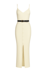 Stylish Cool Belted Slit Midi Dress