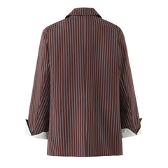 Classic Pinstripe Blazer with Contrast Folded Cuff